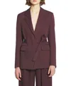 Lanvin Veste Tailleur Ceinturee In Burgundy