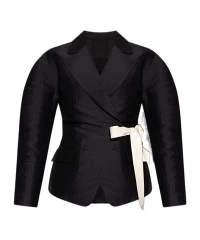 Lanvin Belted Jacquard Jacket In Black