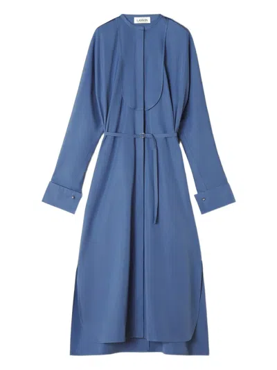 Lanvin Belted Midi Dress In Blue
