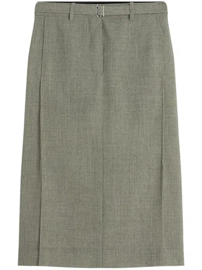Lanvin Belted Midi Skirt In Grey