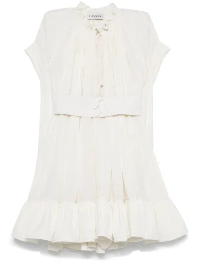 Lanvin Belted Mini Dress In White