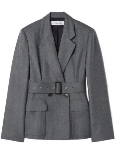 Lanvin Belted Pocket Jacket In Gray