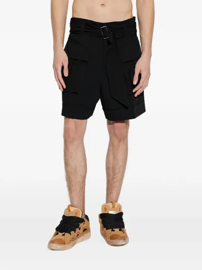 Lanvin Belted Pocket Trousers In Black