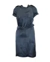 Lanvin Belted Sheath Dress In Blue Silk In Blue