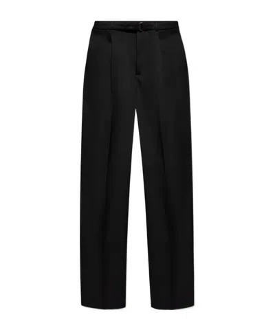 Lanvin Belted Straight Trousers In Black