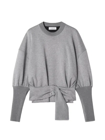 Lanvin Belted Sweatshirt In Double-faced Jersey In Multi