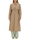 Lanvin Flowy Checkered Trench Coat In Brown