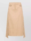 LANVIN BELTED WAIST COTTON SKIRT WITH REAR VENT