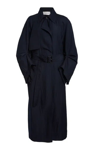 Lanvin Belted Wool-blend Trench Coat In Animal Print