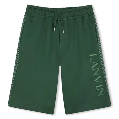 Lanvin Kids' Bermuda Shorts With Logo In Green