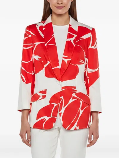 Pre-owned Lanvin Bethney Floral-print Blazer In Red
