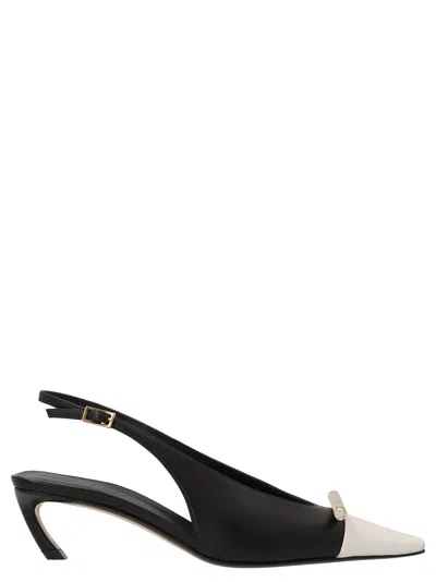 Lanvin Bico Slingbacks In White/black