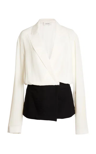 Lanvin Bicolor Basque Silk-cotton Jacket In White
