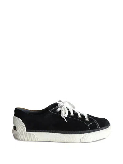 Pre-owned Lanvin Bicolor Derby Sneakers In Black