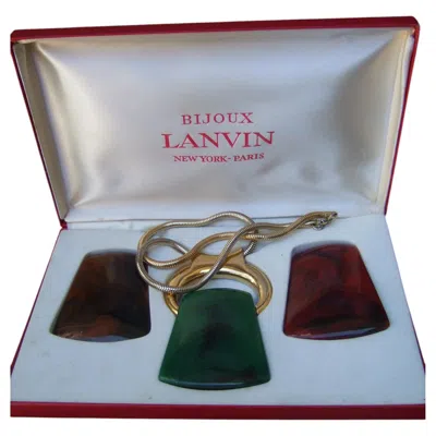 Pre-owned Lanvin Bijoux Sleek Trio Of Interchangeable Resin Pendant Necklace C 1970s In Multi