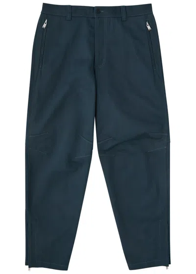 Lanvin Biker Cotton Trousers In Dark Blue