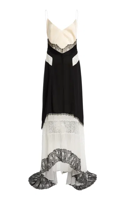 Lanvin Bi-material Silk-blend Gown In Orange