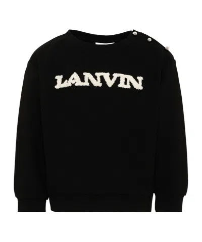 Lanvin ランバン アンファン ロゴパッチ クルーネック スウェットシャツ In Black