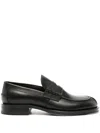 Lanvin Classic Round Toe Leather Loafers With Stacked Heel In Black