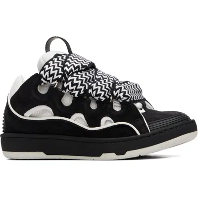 Lanvin Black & White Bicolor Curb Sneakers In 1000black/white