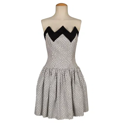 Pre-owned Lanvin Black And White Dotted Cotton Bustier Dress