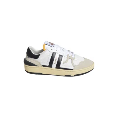 Lanvin Black And White Leather Clay Low Mesh Sneakers In Multi