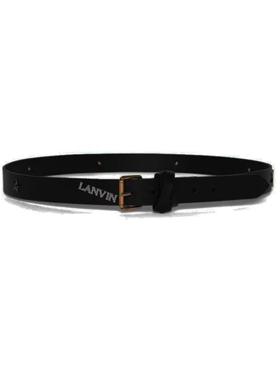 LANVIN BLACK APPLIQUÉ-DETAIL LEATHER BELT