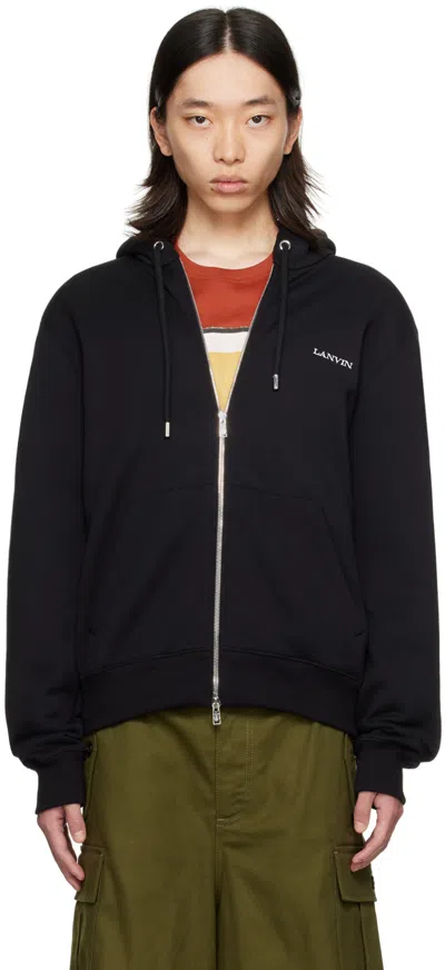 Lanvin Black Archives Print Zipped Hoodie In 10 Black