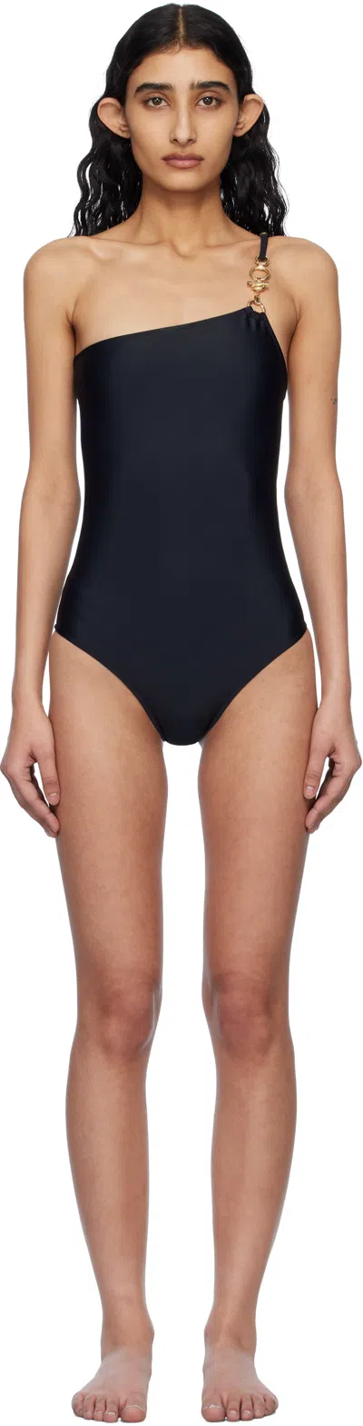 LANVIN BLACK ASYMMETRICAL SWIMSUIT