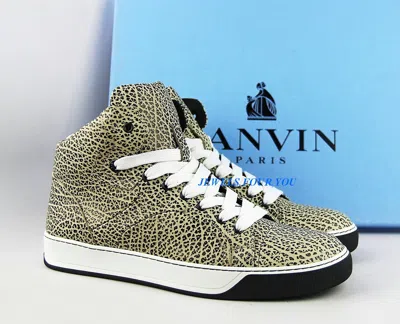 Pre-owned Lanvin Black Beige Size 9&10leather Rubber Sole Shoes Sneakers Italy 6 Box