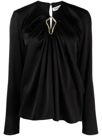 LANVIN BLACK TRIACETATE BLEND BLOUSE TOP