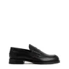 Lanvin Classic Round Toe Leather Loafers With Stacked Heel In Black