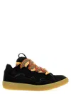 Lanvin Lace Detail Sneakers Suede Panels Rubber Sole In Black