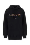 Lanvin Oversized Embroidered Curb Hoodie In Black
