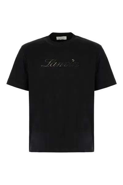 Lanvin Logo-embroidered T-shirt In Black