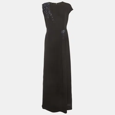 Pre-owned Lanvin Black Crepe Flared Maxi Dress M