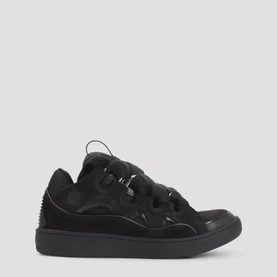 LANVIN LANVIN BLACK CURB CALF LEATHER SNEAKERS