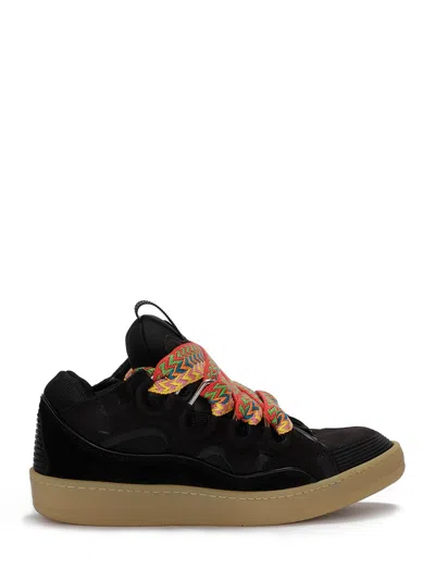 LANVIN LANVIN BLACK CURB LEATHER SNEAKERS