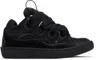 Lanvin Curb Black Leather Blend Sneakers In Black/black