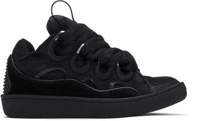LANVIN BLACK CURB LEATHER SNEAKERS