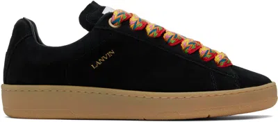 LANVIN BLACK CURB LITE SUEDE SNEAKERS
