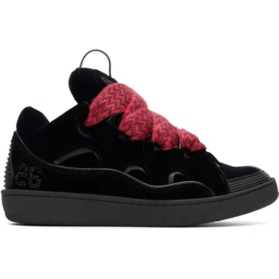 Lanvin Black Curb Velvet Sneakers