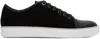Lanvin Suede And Nappa Captoe Low To Sneakers Men In Black