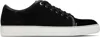 Lanvin Low-top Sneakers With Glossy Patent Toe Cap And Suede Upper In Black