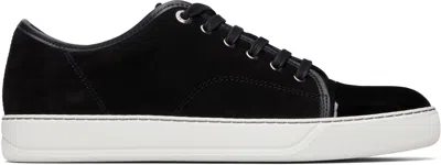Lanvin Suede And Nappa Captoe Low To Sneakers Men In Black