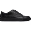 Lanvin Zip-front Leather Sneakers In Black