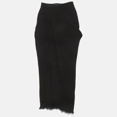 Pre-owned Lanvin Black Draped Textured Wool Blend Skirt S