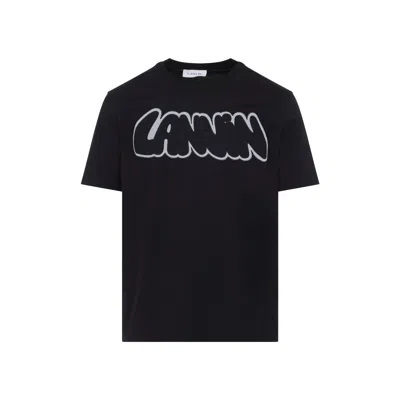 Lanvin Black Embroidered Logo Cotton T-shirt
