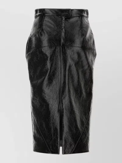 Lanvin Black Faux Leather Pencil Skirt