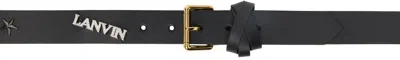 Lanvin Black Future Edition Leather Pin Belt In 10s1 Black/multi